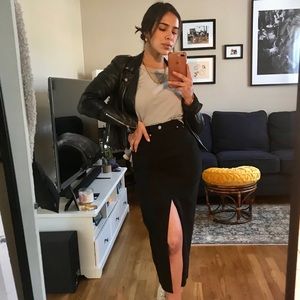 & Other Stories Front Split Denim Midi Skirt